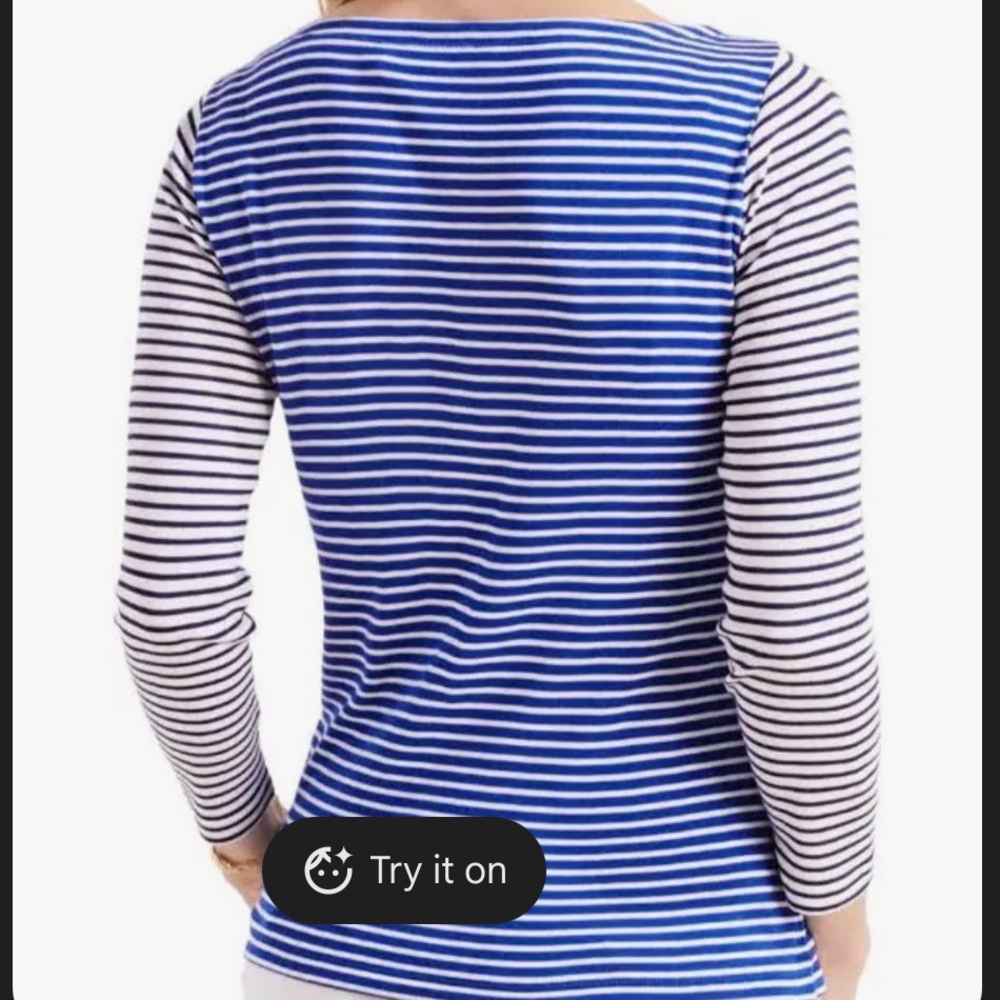 Vineyard Vines Navy and White Multi Striped Tee - Size Small - Picture 6 of 8